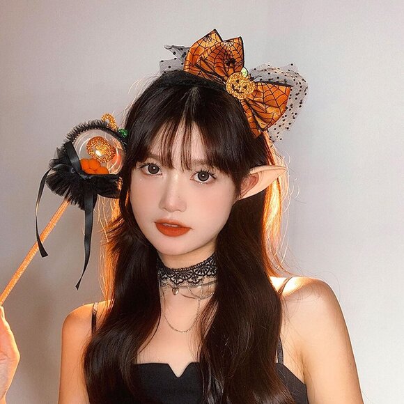 Halloween Headbands Pumpkin Bow Design Hair Bands Happy Halloween Party - Picture 3 of 9